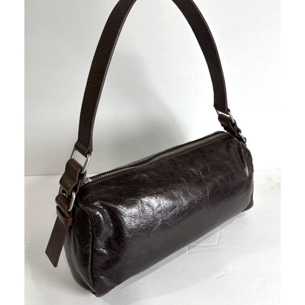 Sundance Belted Baguette Women's Leather Bag Dark Espresso Brown Purse - Picture 3 of 10